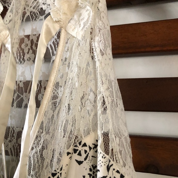 Free People - Lace, High Neck, Gauzy Cotton Dress - Picture 3 of 8